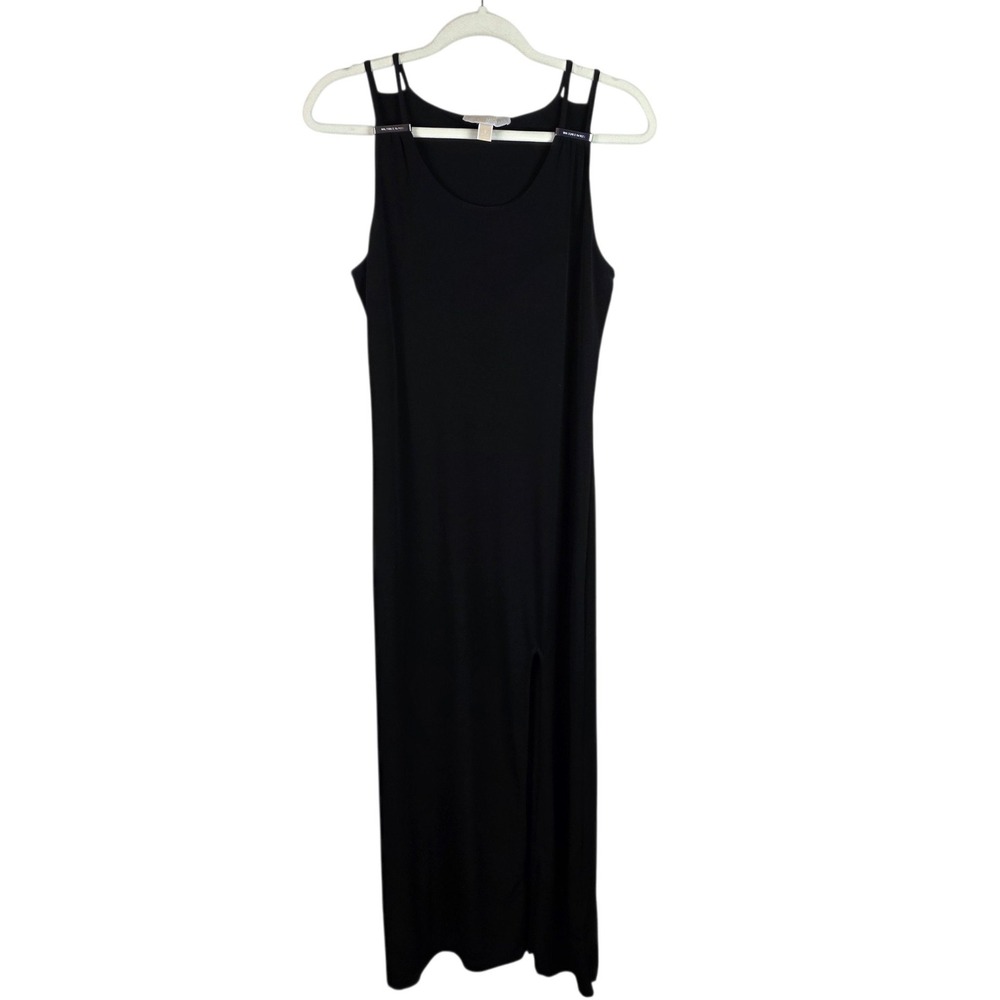 Michael Michael Kors Maxi Dress Womens S Black Excellent Slit Logo Hardware